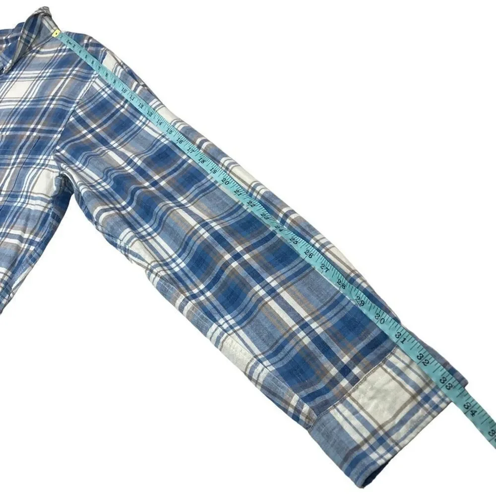 Lands End Shirt Mens Large L Blue‎ Plaid Tailored Fit Long Sleeve Button Down